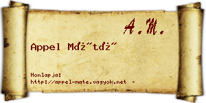 Appel Máté névjegykártya